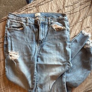 Sneak Peek Blue Boyfriend Jeans Distressed Casual